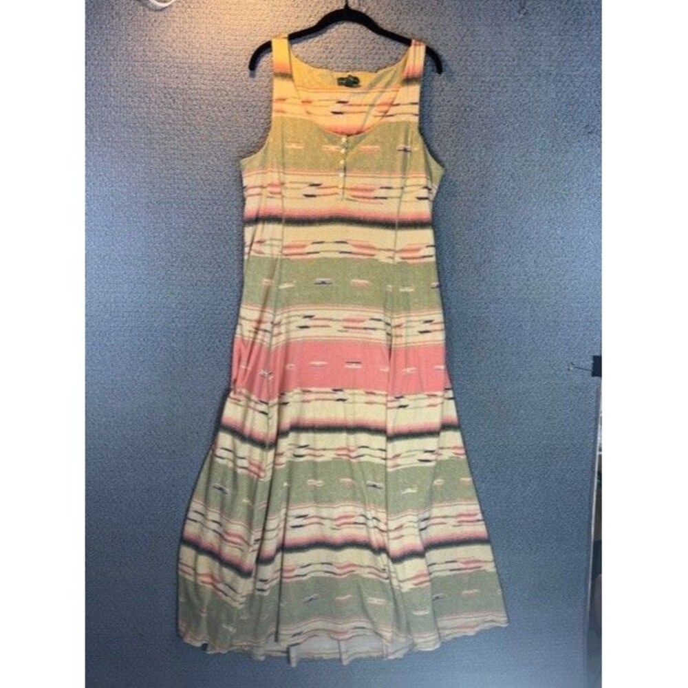 LRL Ralph Lauren Jean Co. Sleeveless Maxi Tank Dress Southwest 100% Cotton Large